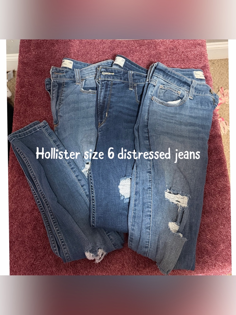 Women's Jeans - Light & Mid Blue Distressed Pair